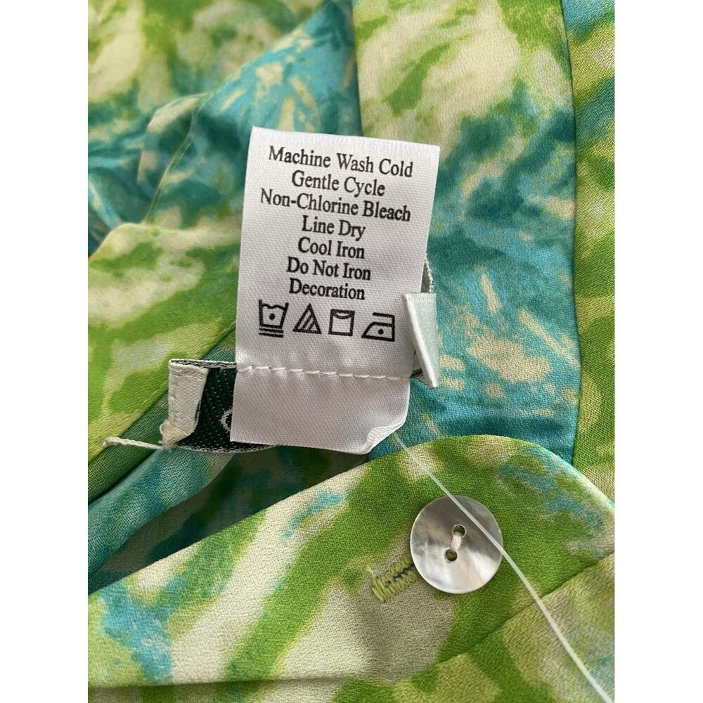 Coldwater Creek Tunic Top Womens XL Green Blue Beaded Button Up Boho Print - Picture 6 of 7